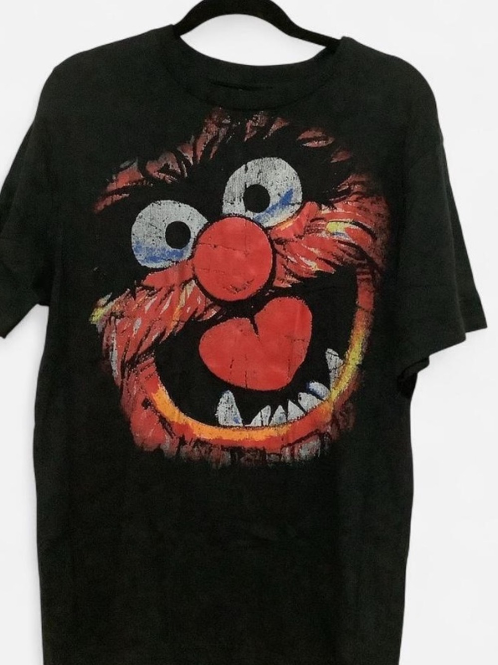Disney Black Short Sleeve Tee with Colorful Animal Face Graphic